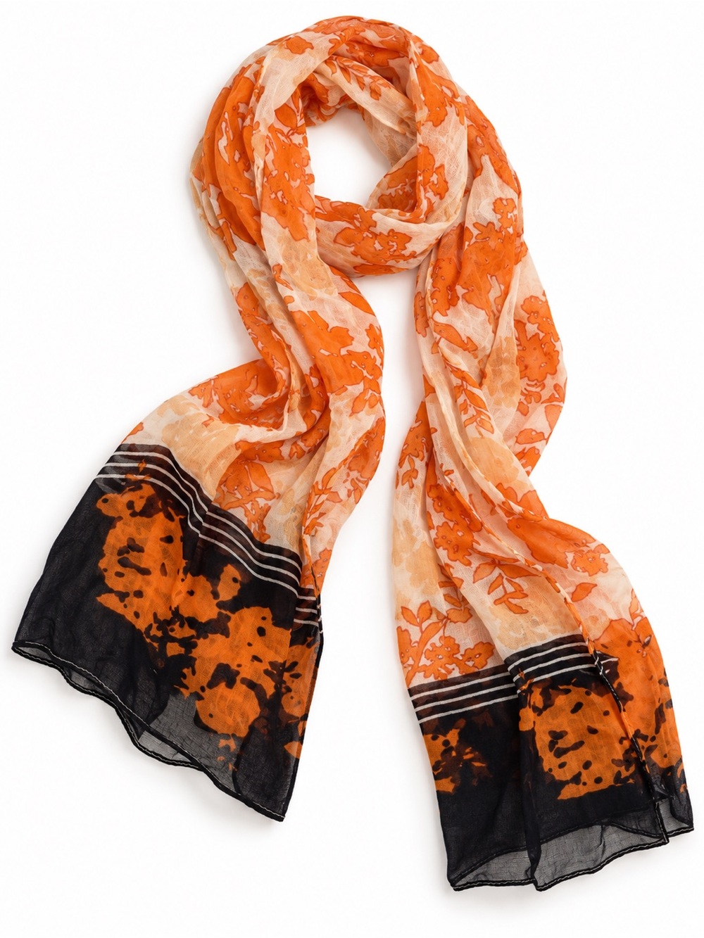 The Limited Orange Floral Lightweight Scarf 76 x 27 Inches